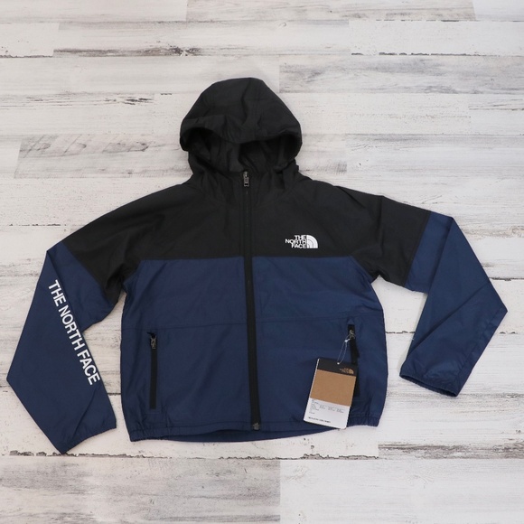 The North Face Never Stop Hooded Wind Kids Jacket Shady Blue Sz M - Picture 1 of 10